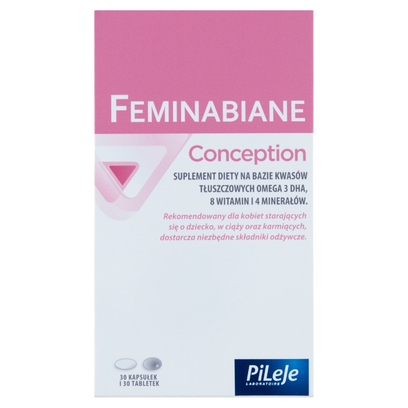 Feminabiane Conception, tabletki i kapsułki ze składnikami dla kobiet w ciąży i matek karmiących, 30 + 30 szt.