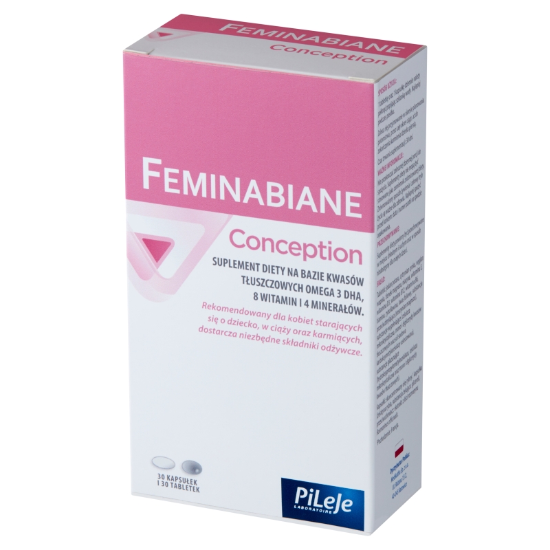 Feminabiane Conception, tabletki i kapsułki ze składnikami dla kobiet w ciąży i matek karmiących, 30 + 30 szt.