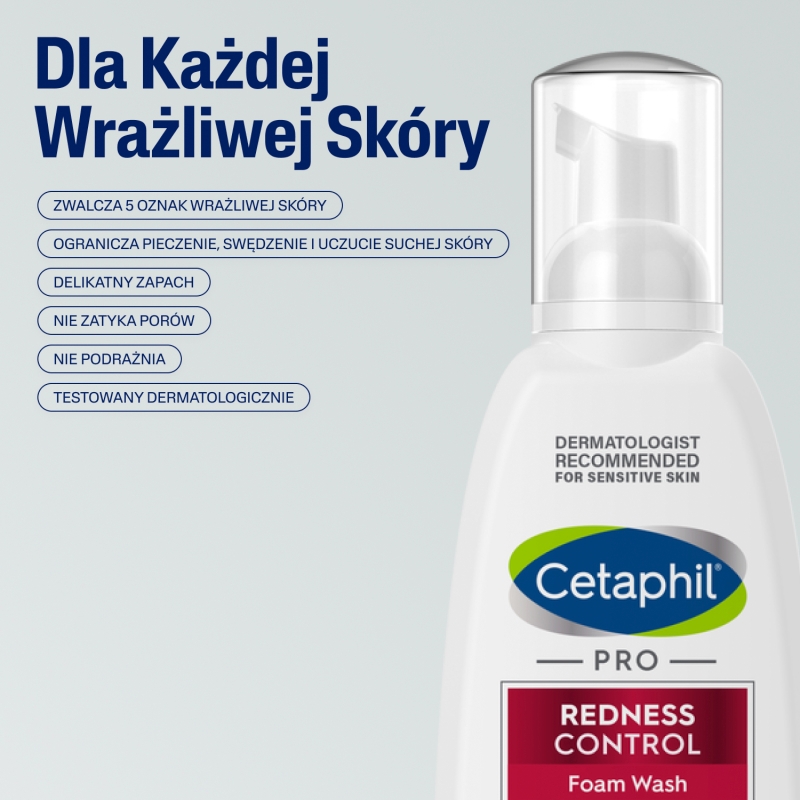 Cetaphil PRO Redness Control, pianka do mycia twarzy dla skóry wrażliwej i naczynkowej, 236 ml