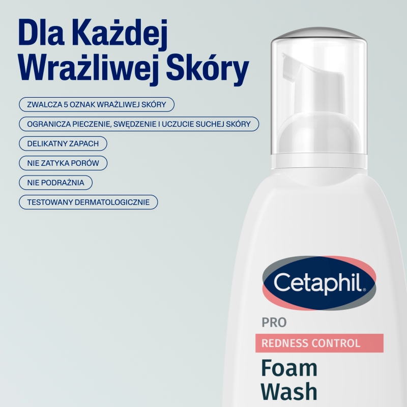 Cetaphil PRO Redness Control, pianka do mycia twarzy dla skóry wrażliwej i naczynkowej, 236 ml