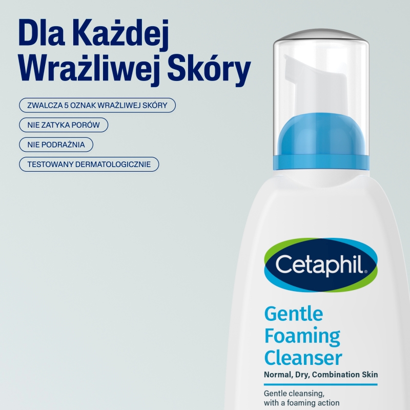 Cetaphil, lekka pianka do mycia twarzy z pompką, 236 ml