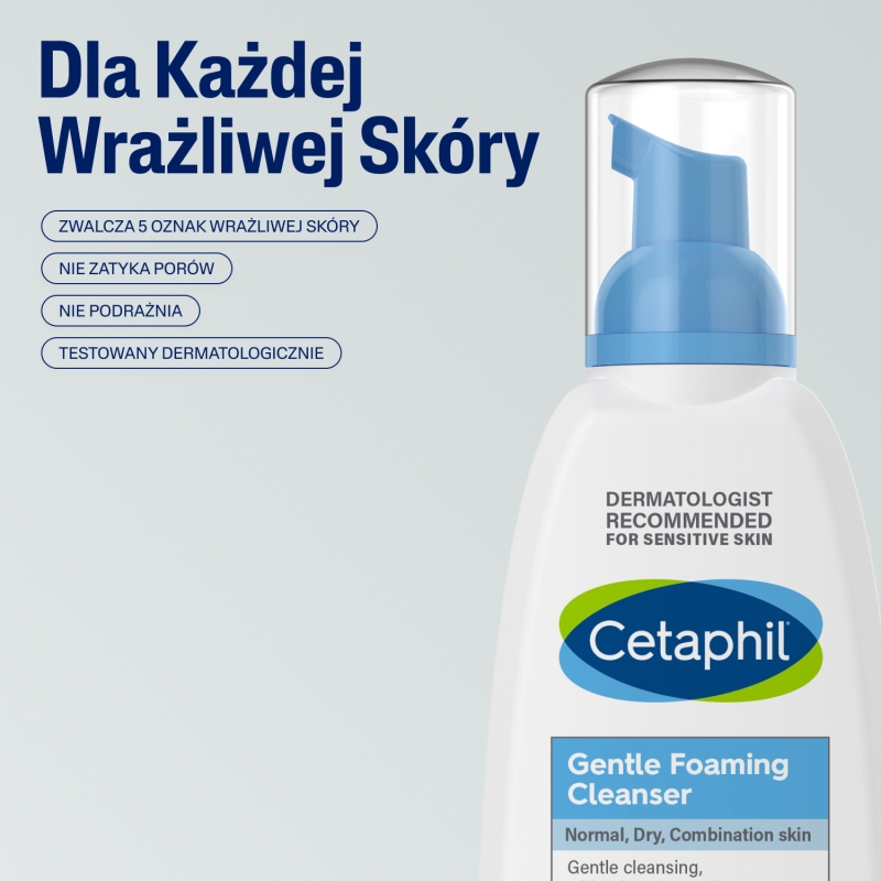 Cetaphil, lekka pianka do mycia twarzy z pompką, 236 ml