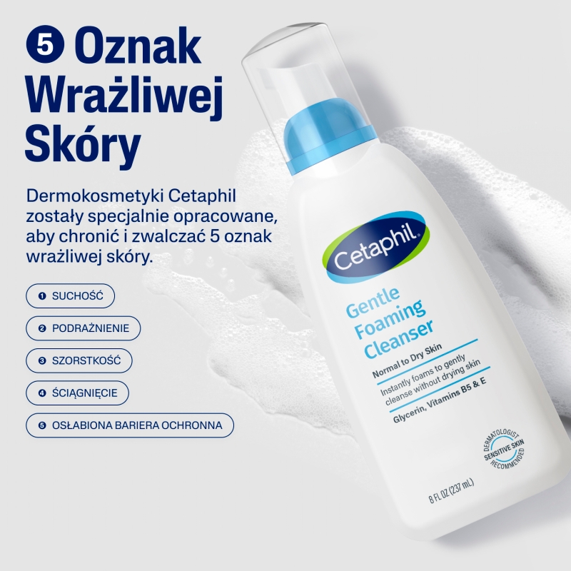 Cetaphil, lekka pianka do mycia twarzy z pompką, 236 ml