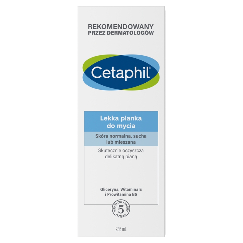 Cetaphil, lekka pianka do mycia twarzy z pompką, 236 ml