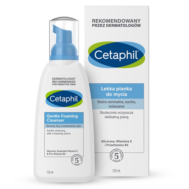 Cetaphil, lekka pianka do mycia twarzy z pompką, 236 ml