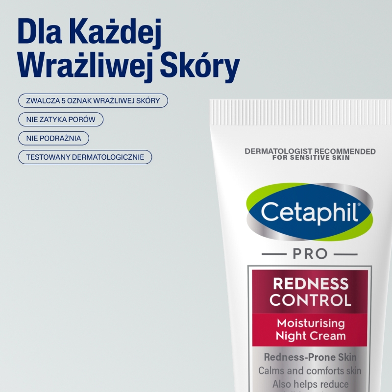 Cetaphil PRO Redness Control, krem nawilżający na noc, 50 ml