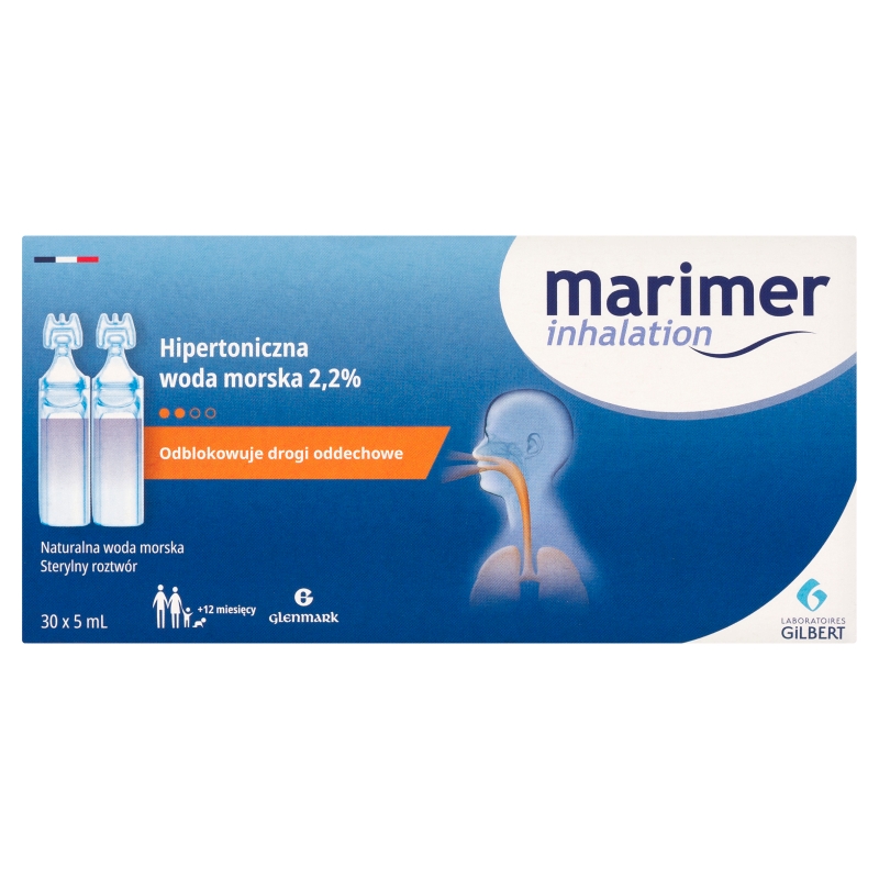 Marimer Inhalation , hipertoniczna woda morska do inhalatora, 30 ampułek 5 ml
