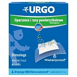 URGO opatrunek na oparzenia i rany powierzchniowe, wodoodporny, 10 x 7 cm, 4 szt.