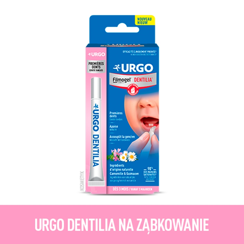 URGO Filmogel Dentilia, żel kojący i zmiękczający dziąsła niemowląt w okresie ząbkowania, 10 ml