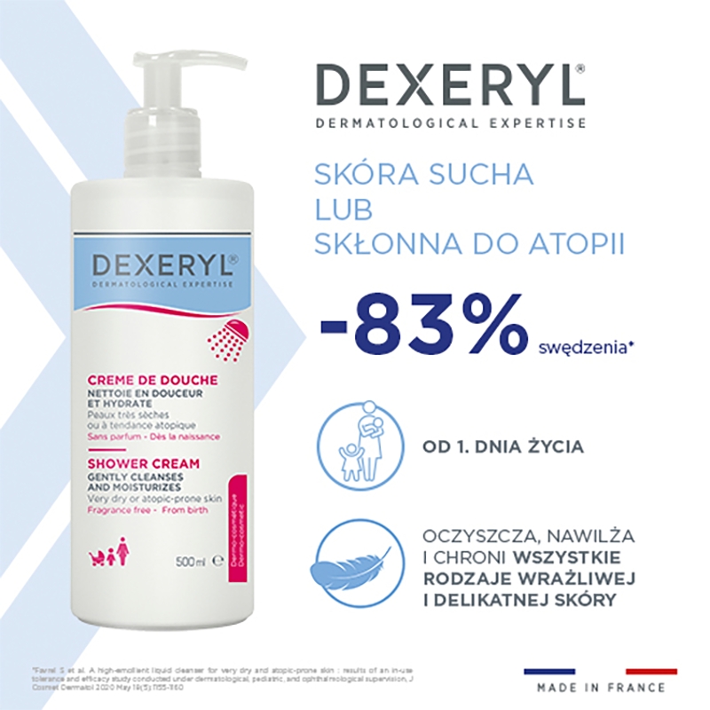 Dexeryl, krem myjący pod prysznic, 500 ml