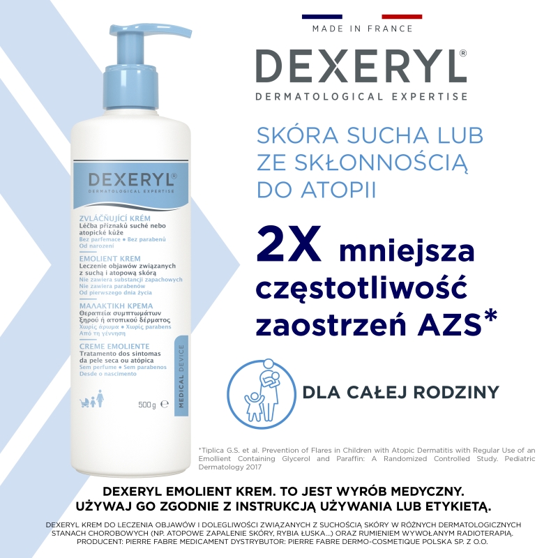 Dexeryl, krem emolient, 500 g