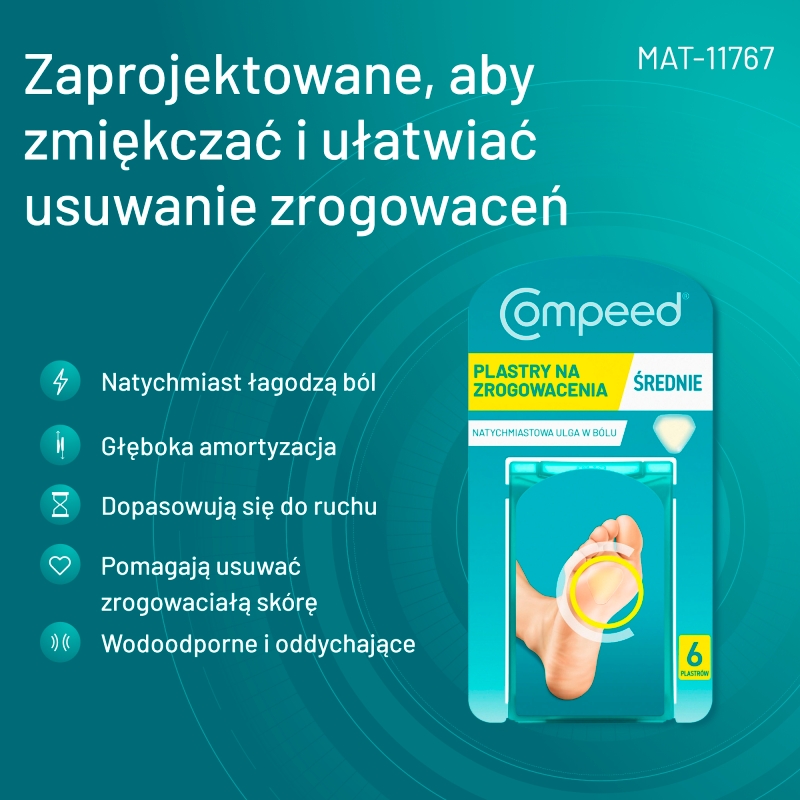 Compeed Plastry na zrogowacenia, regenerujące, rozmiar średni, 6 szt.