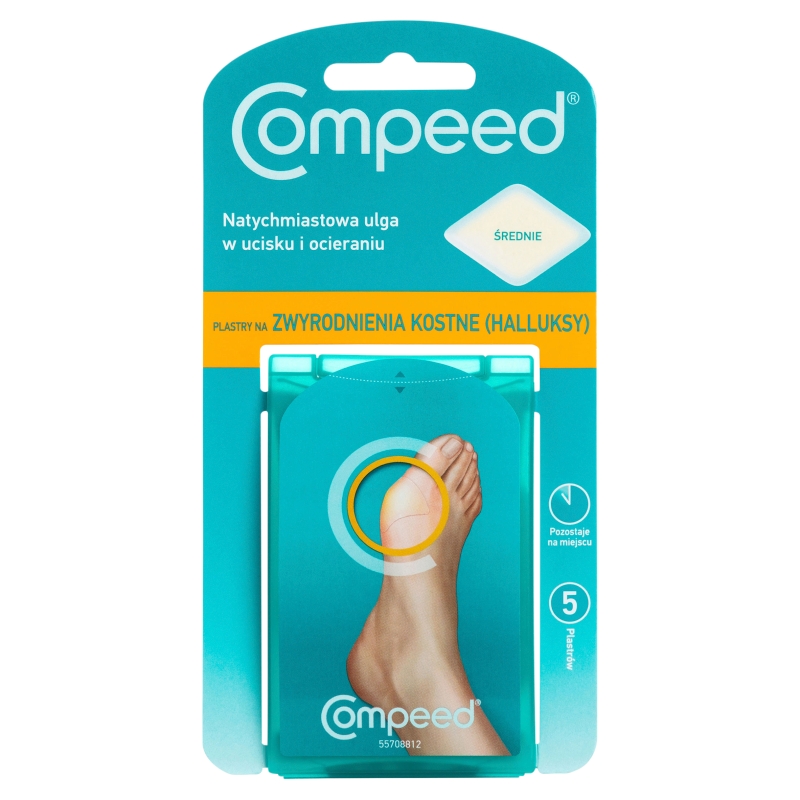 Compeed Plastry na haluksy uśmierzające ból i ucisk przy zwyrodnieniach kostnych, 5 szt.