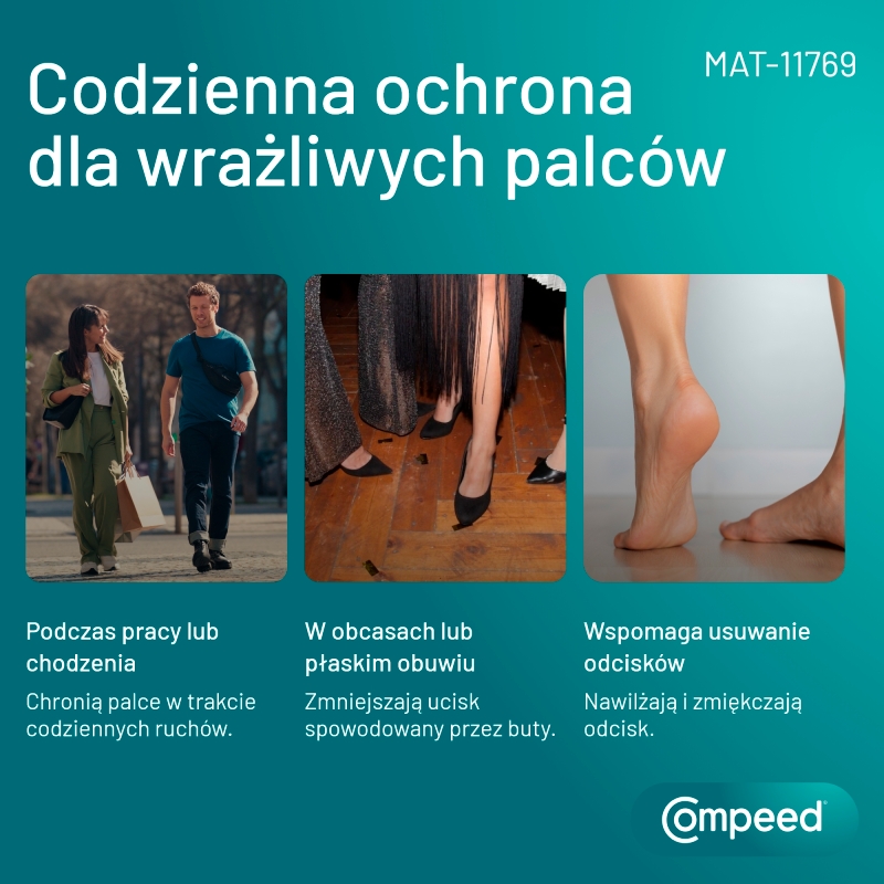 Compeed Plastry na odciski na palce, nawilżające zmiękczające i usuwające odcisk, rozmiar średni, 10 szt.