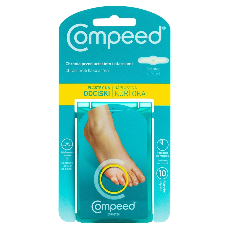 Compeed Plastry na odciski na palce, nawilżające zmiękczające i usuwające odcisk, rozmiar średni, 10 szt.