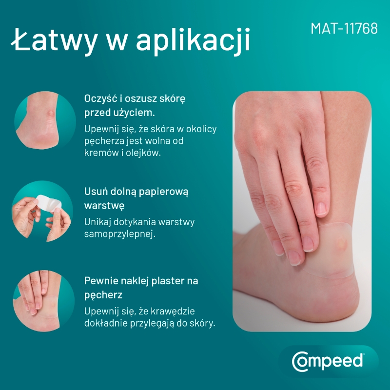 Compeed Plastry na pęcherze na piętę, uśmierzający ból wspomagające gojenie się ran, rozmiar średni, 5 szt.   
