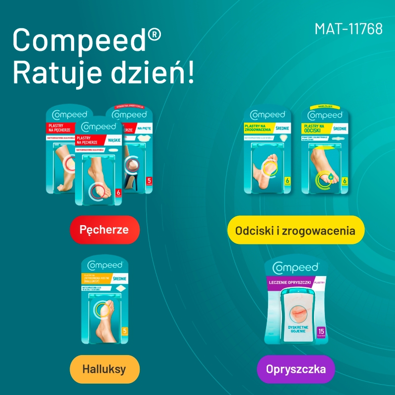 Compeed Plastry na pęcherze na piętę, uśmierzający ból wspomagające gojenie się ran, rozmiar średni, 5 szt.   