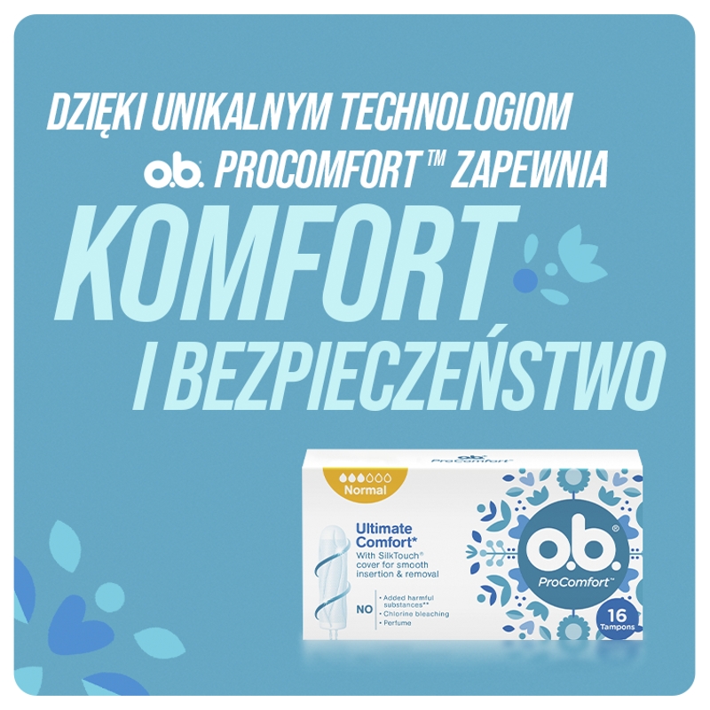 Tampony O.B. ProComfort Mini, na dni o skąpnym krawieniu, 8 szt.