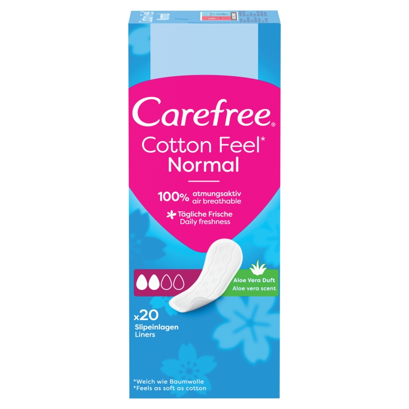 Carefree Cotton Feel Normal, wkładki higieniczne o zapachu aloesowym, 20 szt.