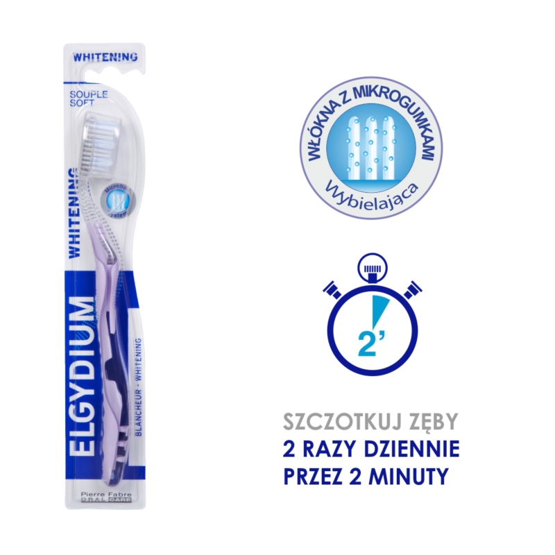 Elgydium Whitening Microball, szczoteczka do zębów średnia, 1 szt.