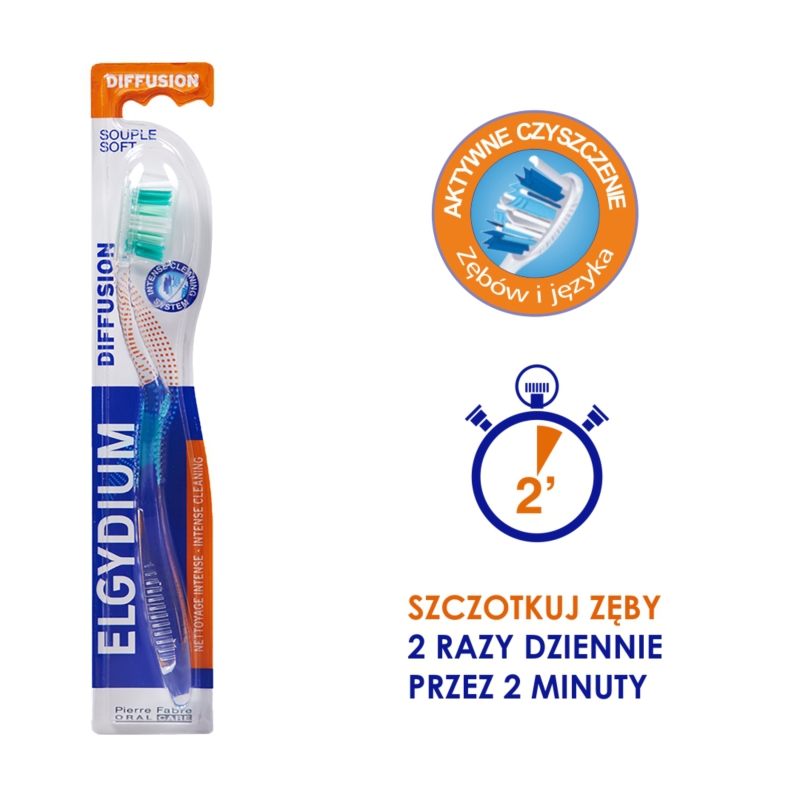 Elgydium Diffusion, szczoteczka, miękka, 1 szt.