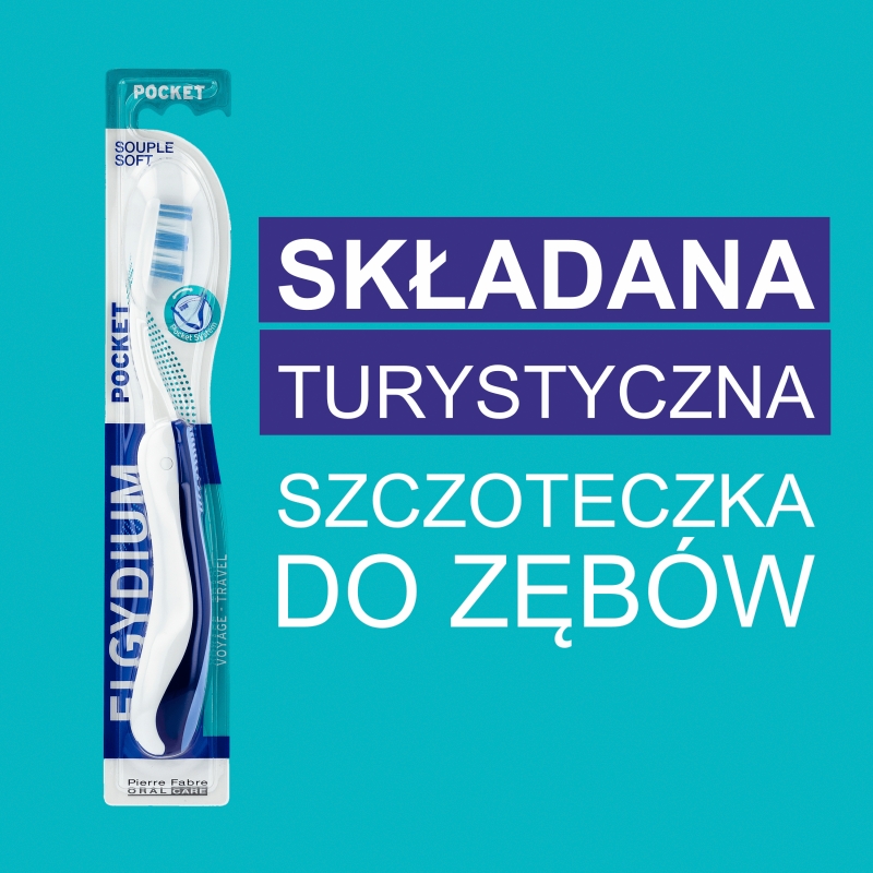 Elgydium Pocket Turystyczna Szczoteczka Do Zębów, Kieszonkowa szczoteczka do zębów, 1 szt.