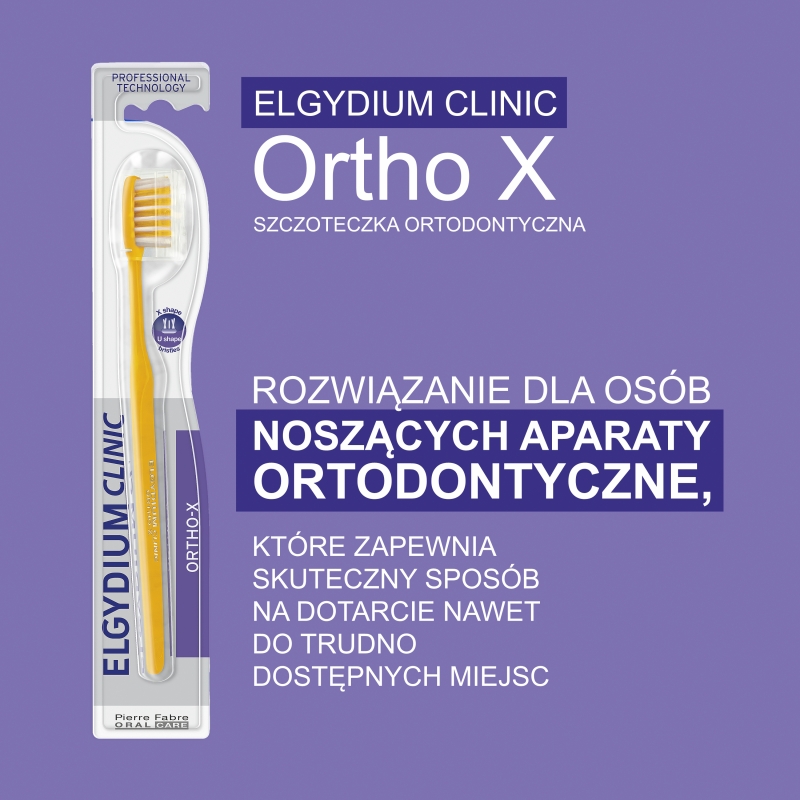 Elgydium Clinic Ortho-X, ortodontyczna szczoteczka do zębów, 1 szt.