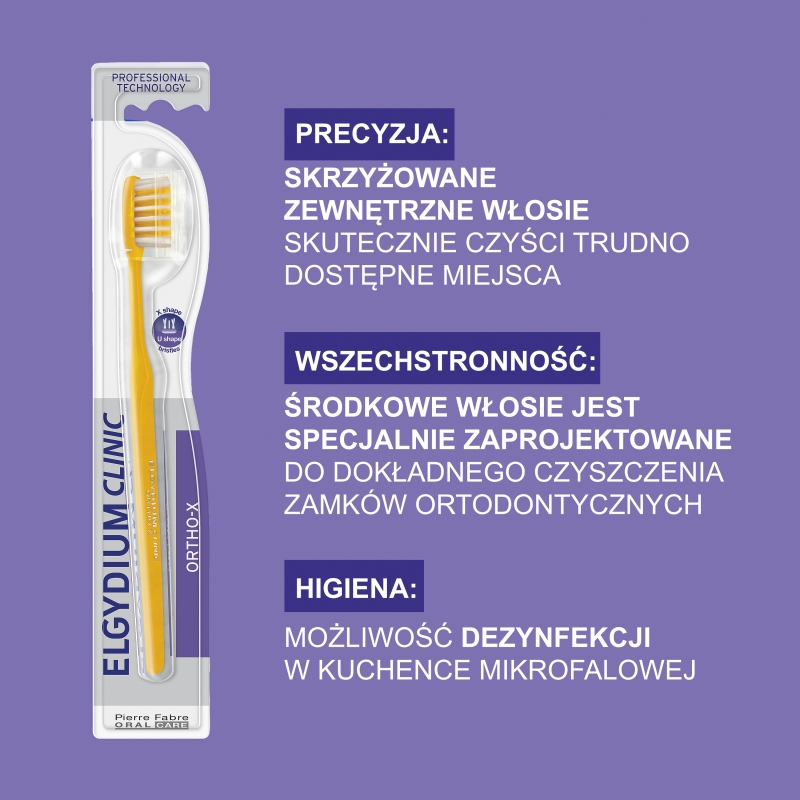 Elgydium Clinic Ortho-X, ortodontyczna szczoteczka do zębów, 1 szt.