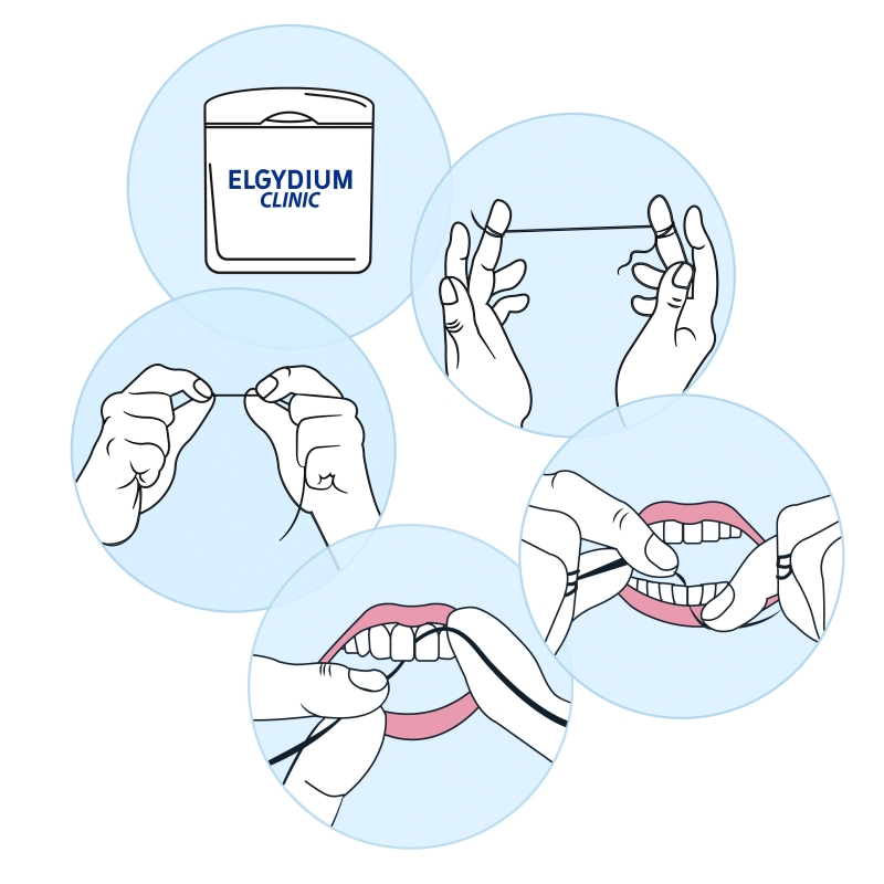 Elgydium Dental Floss, czarna nić dentystyczna, 50 m