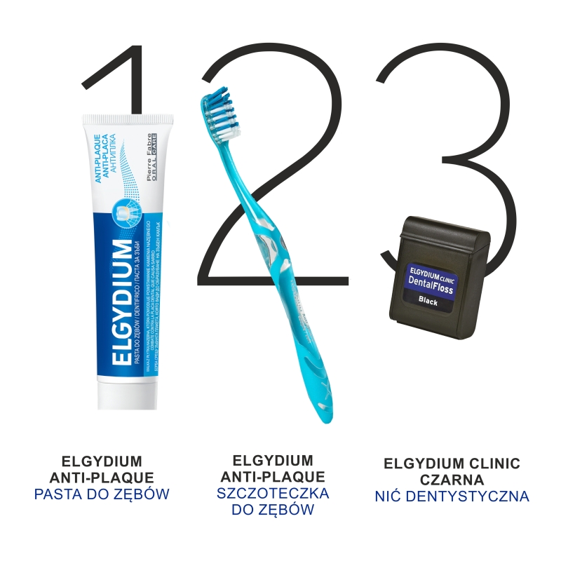 Elgydium Dental Floss, czarna nić dentystyczna, 50 m