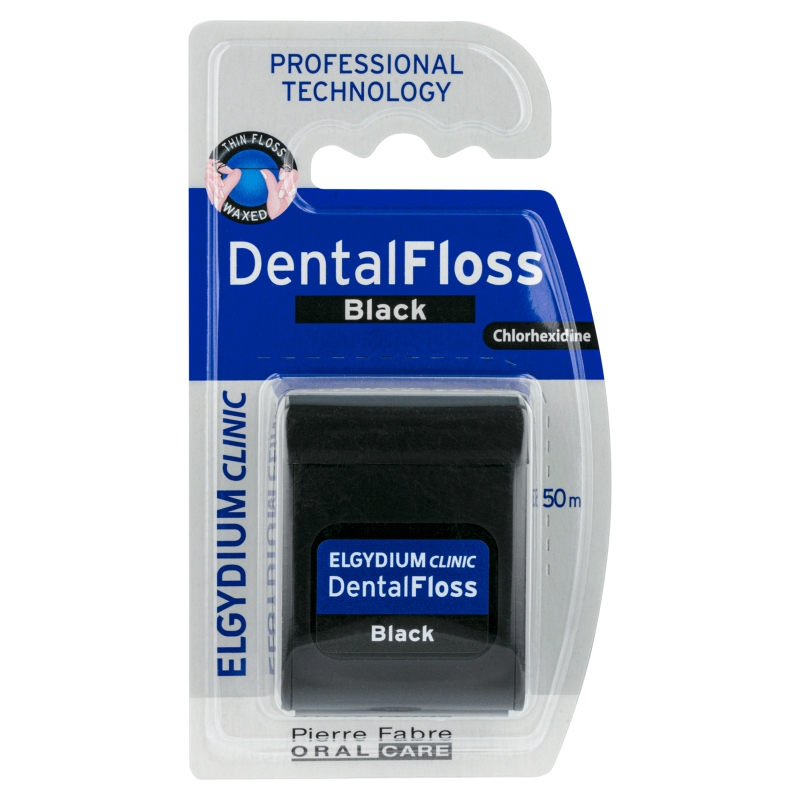 Elgydium Dental Floss, czarna nić dentystyczna, 50 m