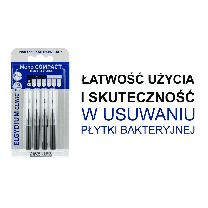Elgydium Clinic Mono Compact 0, szczoteczka międzyzębowa, czarna, 4 szt.