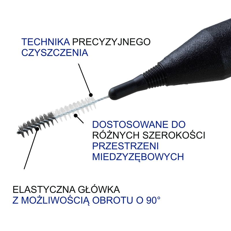 Elgydium Clinic Mono Compact 0, szczoteczka międzyzębowa, czarna, 4 szt.