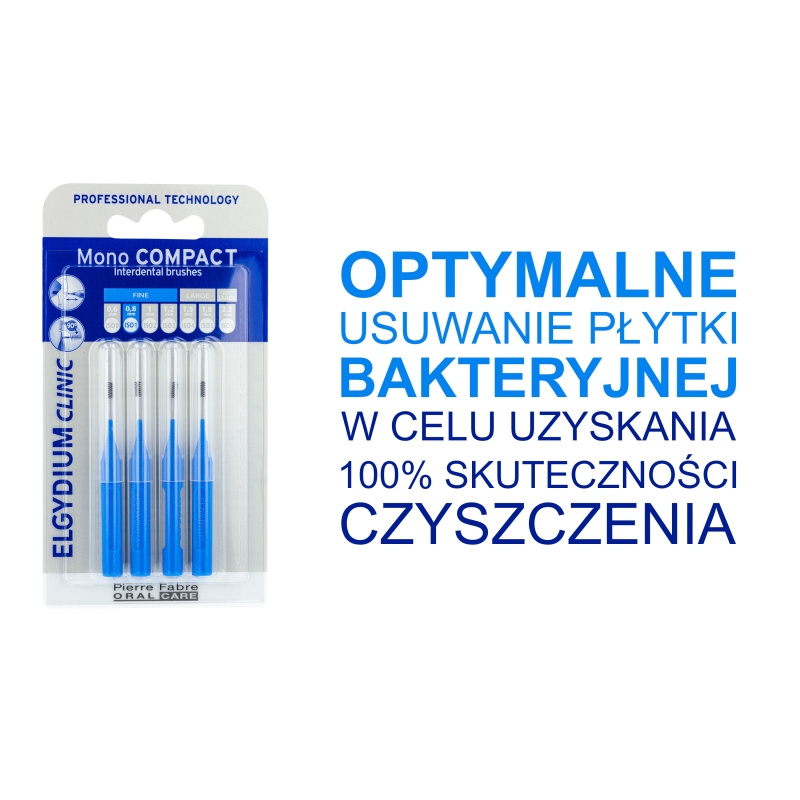 Elgydium Clinic Mono Compact 1 , szczoteczki do przestrzeni międzyzębowych, niebieskie, 4 szt.