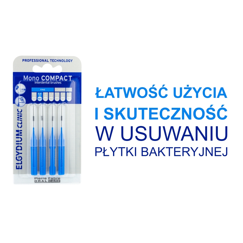 Elgydium Clinic Mono Compact 1 , szczoteczki do przestrzeni międzyzębowych, niebieskie, 4 szt.