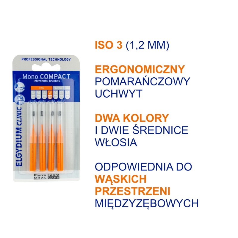 ELGYDIUM CLINIC Mono Compact 3, pomarańczowa szczoteczka międzyzębowa,