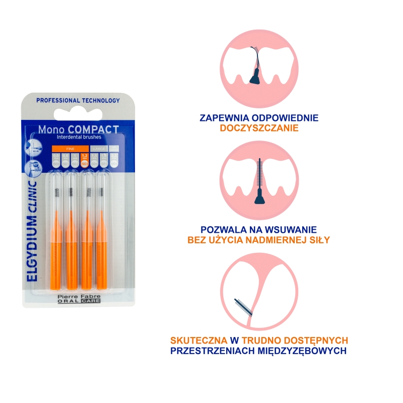 ELGYDIUM CLINIC Mono Compact 3, pomarańczowa szczoteczka międzyzębowa,