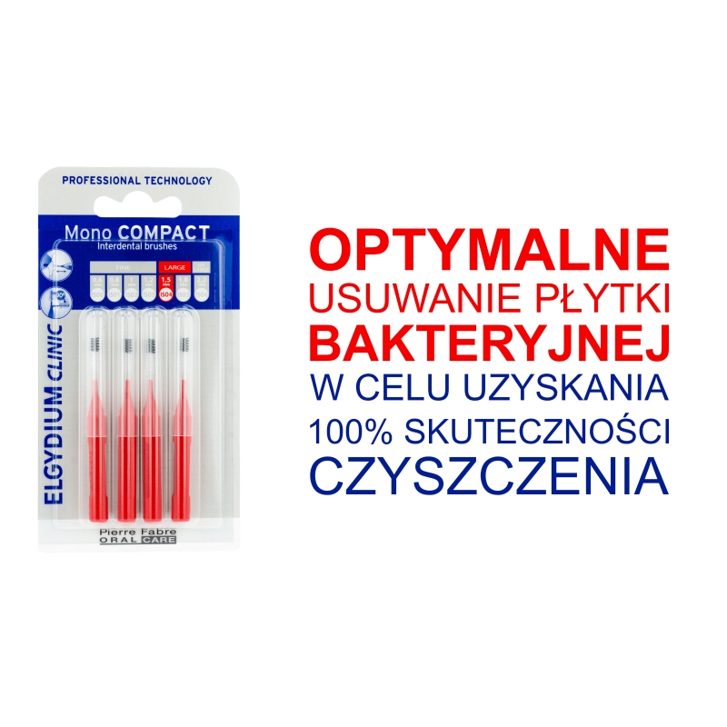 Elgydium Clinic Mono Compact 4, szczoteczki międzyzębowe czerwone, 4 szt.