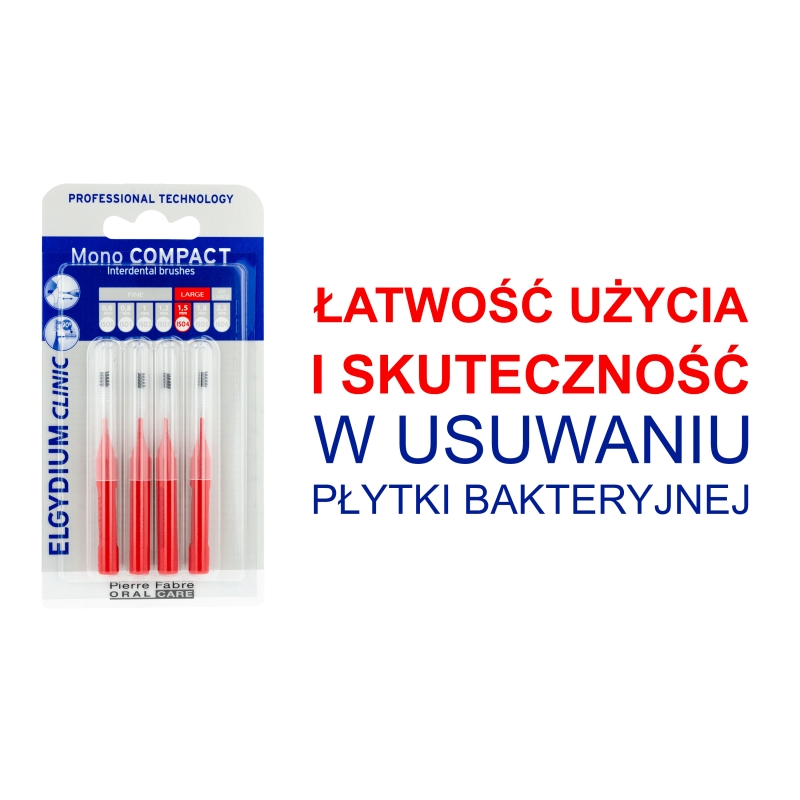 Elgydium Clinic Mono Compact 4, szczoteczki międzyzębowe czerwone, 4 szt.