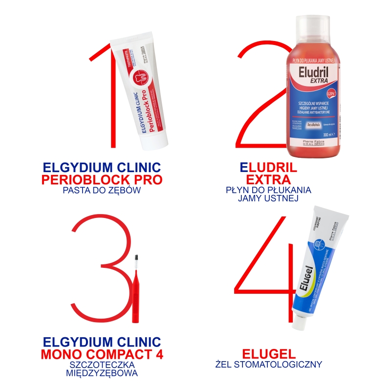 Elgydium Clinic Mono Compact 4, szczoteczki międzyzębowe czerwone, 4 szt.