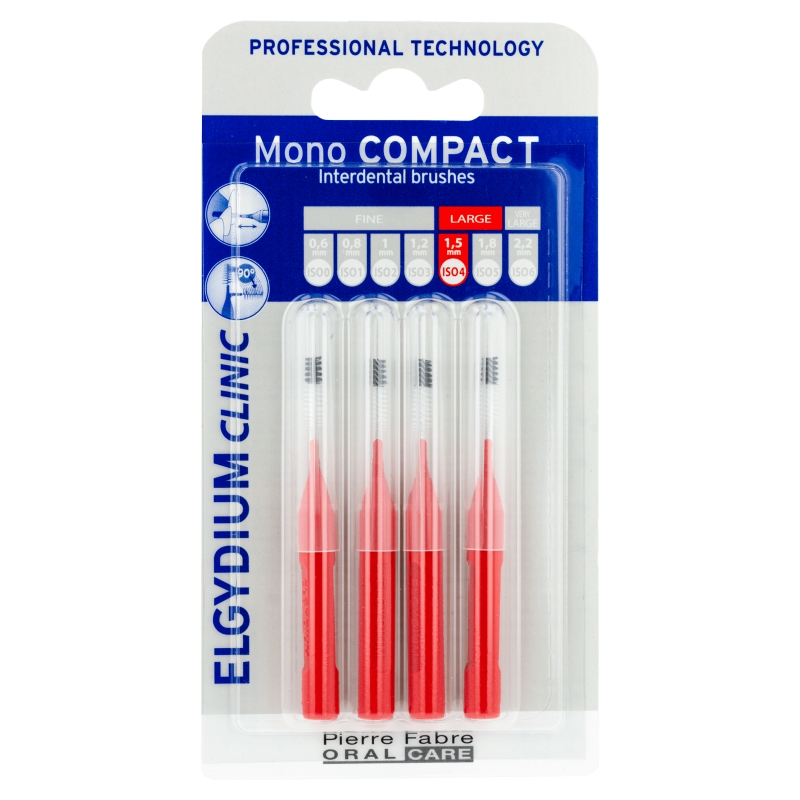 Elgydium Clinic Mono Compact 4 szczoteczki międzyzębowe czerwone, 4 szt.