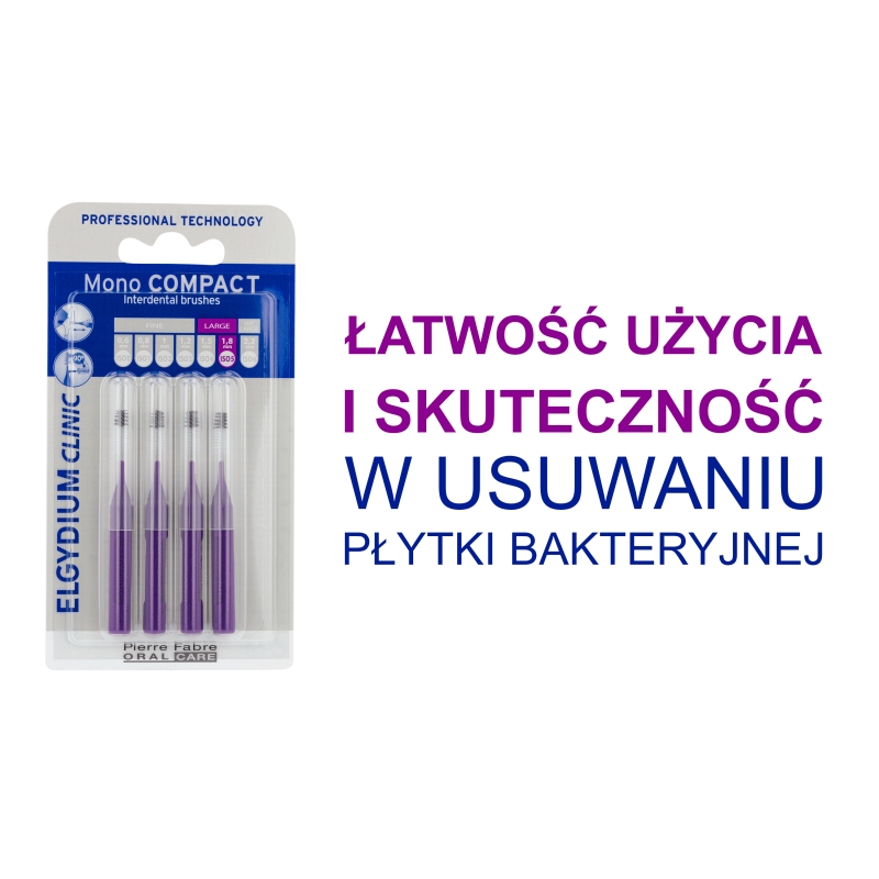 Elgydium Clinic Mono Compact 5, szczoteczki międzyzębowe, purpurowe, 4 szt.