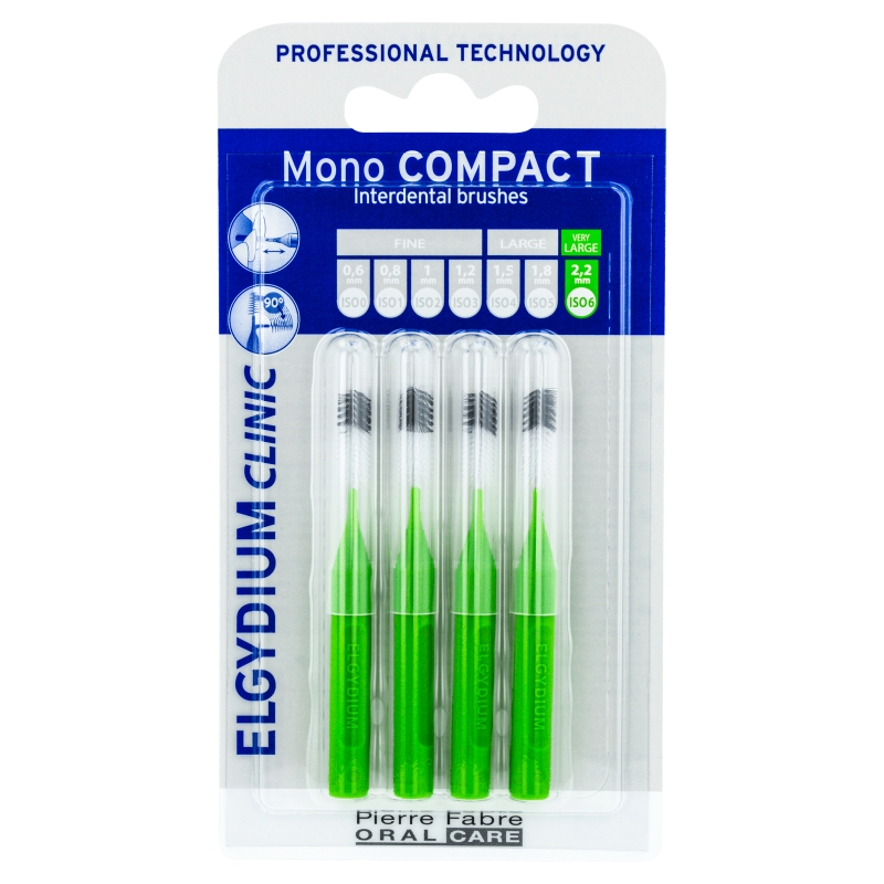 Elgydium Clinic Mono Compact, szczoteczka międzyzębowa zielona 2,2mm, 4 szt.