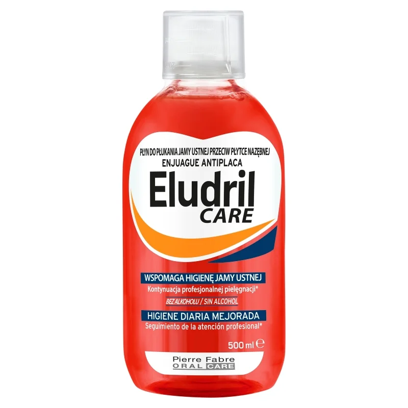 Eludril Care , płyn do płukania zapobiegający odkładaniu się płytki nazębnej, 500 ml