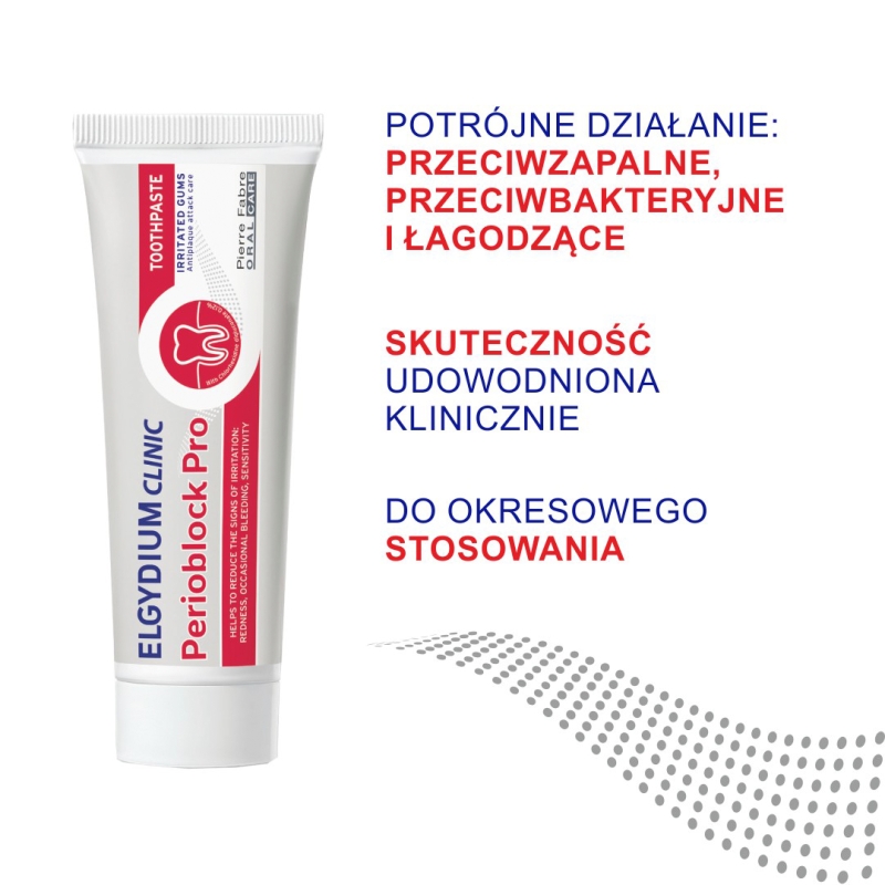 Elgydium Clinic Perioblock Pro, pasta do zębów zmniejszająca podrażnienia, 50 ml