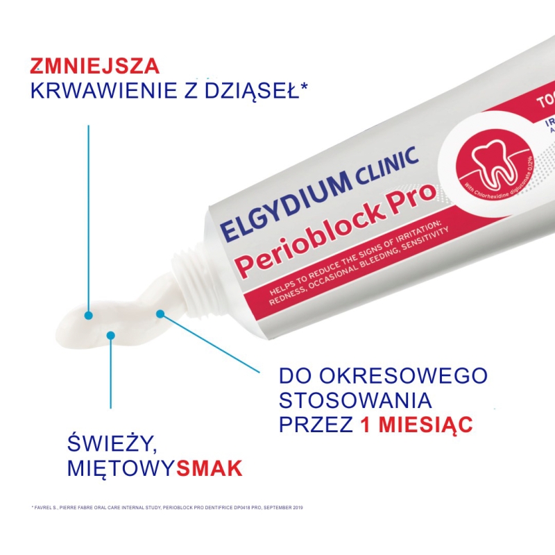 Elgydium Clinic Perioblock Pro, pasta do zębów zmniejszająca podrażnienia, 50 ml
