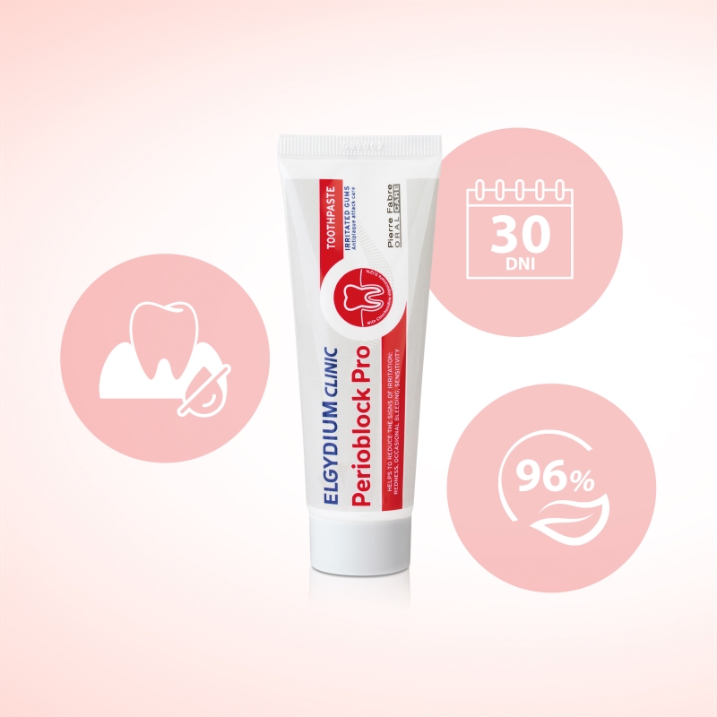 Elgydium Clinic Perioblock Pro, pasta do zębów zmniejszająca podrażnienia, 50 ml