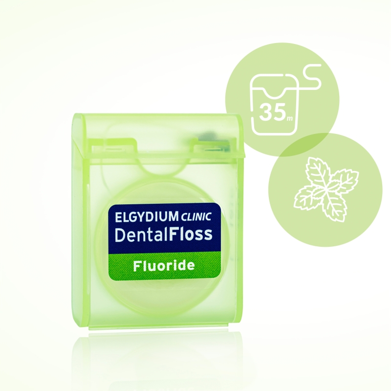Elgydium Clinic, miętowa nić dentystyczna z fluorem, 35 m