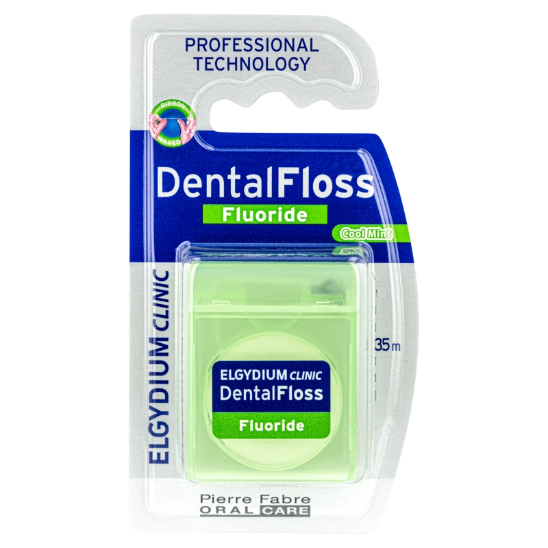 Elgydium Clinic, miętowa nić dentystyczna z fluorem, 35 m
