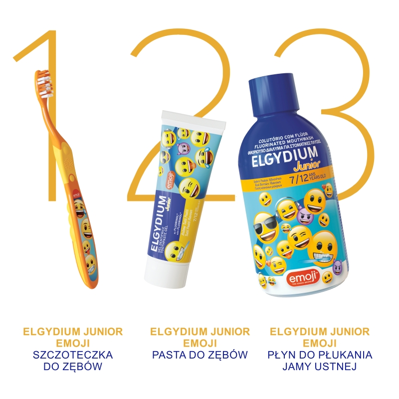 Elgydium Emoji Junior 7- 12 lat, szczoteczka do zębów, 1 szt.